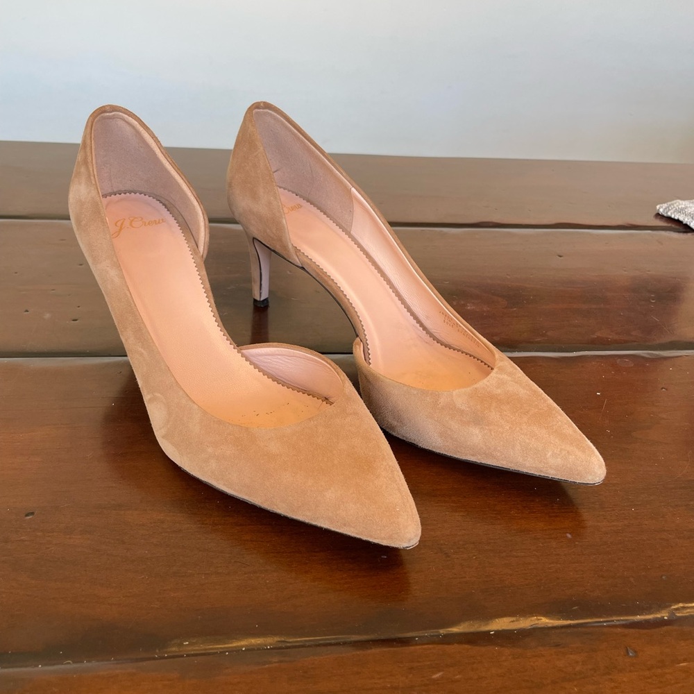J. Crew D’orsay Tan Suede Heels